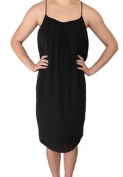 L’Agence Silk Ruffled Plunging V Open Back Sleeveless Tank Dress Black Size 8