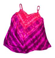 Aqua Green Swimwear Women's 1X Pink Purple Tie-Dye Tankini Top