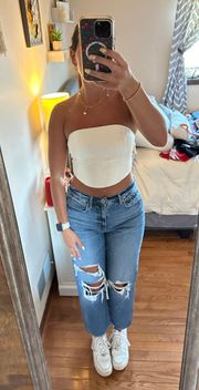 White Leather Tube Top