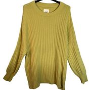 AERIE Sweater Medium Yellow Oversized Long Sleeve Round Neck NWT