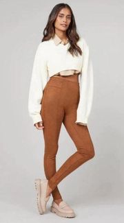 Ruby Ribbon Brown Faux Suede Leggings Large