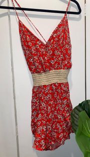 Red Floral Romper