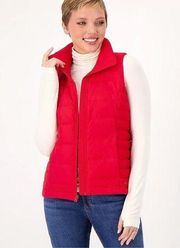 Lands’ End quilted down red zip front hand pockets ladies puffer vest size XL/18