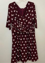 Eshakti Wayward Fancies Maroon Novelty Heart Print Dress 16