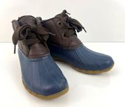 Sperry Duck Boots Womens 8.5 Rain Brown Leather Blue Saltwater