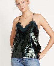 Cami NYC The Racer Forest Green Sequin  Tank Top Size Medium M