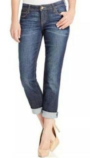 Kut from the Kloth Catherine slim boyfriend jeans, size 2, embroidered pockets