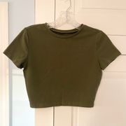 Olive Green Cropped Cotton Tee