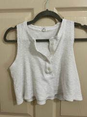 White Henley Crop Tank Top Size XS