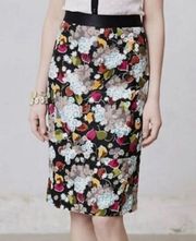 Girls from Savoy Anthropologie Eero Size 6 Floral Pencil Skirt Linen Blend