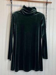 DG2 by Diane Gilman Y2K Green Velour Turtleneck Long Sleeve Mini Dress Size M