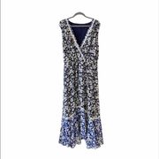 Lane Bryant Navy Blue And White Floral Maxi Dress