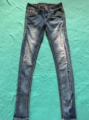 Rock Revival Skinny Jean's Sundee Embellished Bling Ankle Women's Size 24