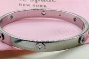 Brand New  Spot the Spade Studded Hinged Bangle Silver Tone