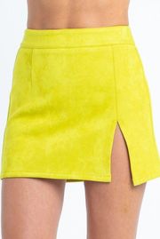 Lime Green Slit Mini Skirt