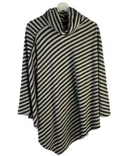 Soft Surroundings Presley Poncho Soft Cozy Stripes Cowl Neck Sweater Women’s OS