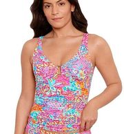 Lauren Ralph Lauren Amara Patchwork Vibrant Colorful Tankini Top Women's 14 NWT