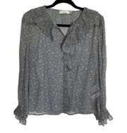 COACH Ladies Long Sleeve Printed Ruffle Silk Blouse Size 8