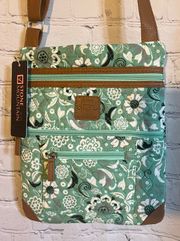 Light/Mint Green Crossbody Bag With Multiple Zipper Pounches