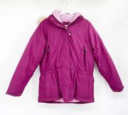 LL Bean Baxter State Parka Goretex Size M Womens Purple Hooded Faux Fur