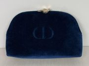 Christian Dior Beauty Velvet Midnight Blue Pouch Makeup Bag Gold Hardware