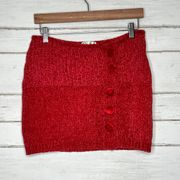 For Love & Lemons Mini Skirt Red Chenille Knit Size Medium