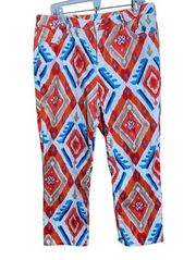 Chico's Size Large Multicolor Bohemian Print The Ultimate Crop Stretch Pants