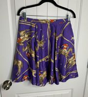 Ralph Lauren blue label mulberry silk equestrian horse purple skirt size 4 M 104