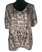 Moon Snake V-Neck Twist Front Top - Size Small