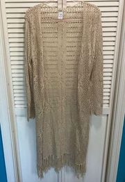 of NY Beige Crocheted Duster