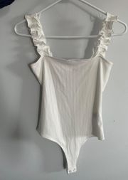 White Ribbed Bodysuit