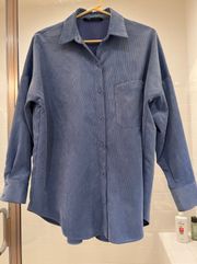 Button Up Shacket Blue