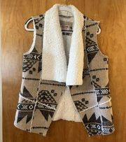 Mossimo Supply Co Faux Fur Wool Blend Southwest Beige Multicolored Vest Large