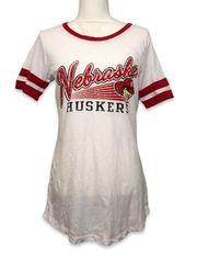 NWOT White Red Nebraska Huskers Ringer Tee Shirt Top New Gameday Cornhuskers