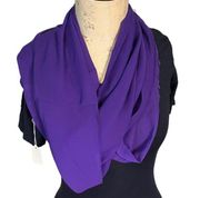 Purple sheer infinity scarf with fringe  Handmade by MJS