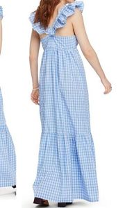 NWT SCOTCH & SODA Ruffle Trim Stripe Maxi Dress In Blue