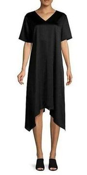 Eileen Fisher Asymmetric Hem Satin Dress Size M NWOT $378