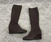 Eileen Fisher Kasana Chocolate Brown Wedge Boots 8 1/2