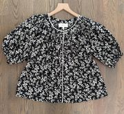 The Elm Top Puff Sleeve Cottonwood Floral Black and Cream Size 1 / S