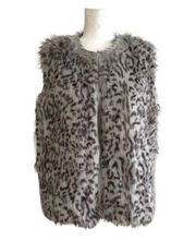 Glamsia Gray Black Faux Fur Animal Print Vest Size XL NEW