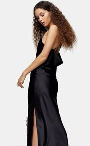 - NWT black satin slip dress