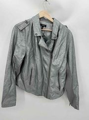 Torrid Silver Faux Leather Asymmetrical Biker Jacket Women Size 2