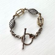 metal silver And gold tone toggle bracelet
