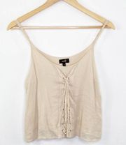 On Twelfth Cream Lace-Up Sleeveless Tank Top Women's Size Small S