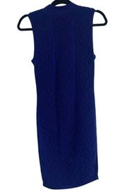 Karen Millen Blue Knit Bodycon Cable Knit Design Dress XS