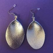 Silver Teardrop Earrings in  Faux Leather BRAND NEW NEVER WORN Great Gift