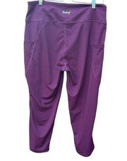 Baleaf women's active capri leggings with pockets, maroon size XL, NWT