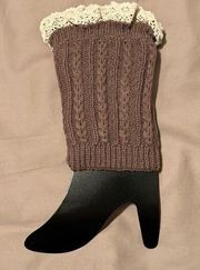 NWT boot cuffs leg warmers tan w/ ecru lace trim 5 colors to choose from