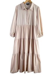 Pomander Place Sandstone Mabel Tiered Maxi Dress 100% Cotton, Size XXL