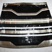 EXPRESS  Sequin Mini Skirt - Black with Gold - Size S